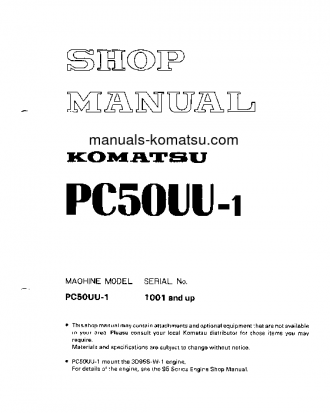 PC50UU-1(JPN) S/N 1001-UP Shop (repair) manual (English)