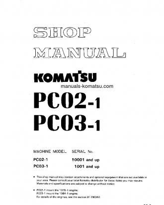 PC03-1(JPN) S/N 1001-UP Shop (repair) manual (English)