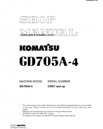GD705A-4(JPN) S/N 23001-UP Shop (repair) manual (English)