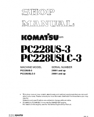 PC228USLC-3(JPN) S/N 20001-30000 Shop (repair) manual (English)