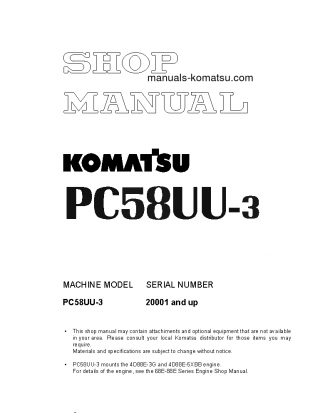 PC58UU-3(JPN) S/N 20001-UP Shop (repair) manual (English)