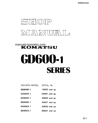 GD605A-1(JPN) S/N 50002-UP Shop (repair) manual (English)