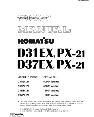 D37EX-21(JPN) S/N 5001-5500 Shop (repair) manual (English)