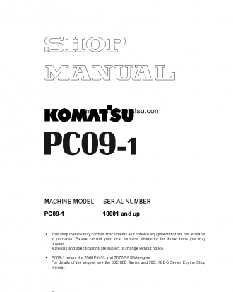 PC09-1(JPN)-KUC S/N 10001-UP Shop (repair) manual (English)