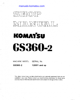 GS360-2(JPN) S/N 12001-UP Shop (repair) manual (English)