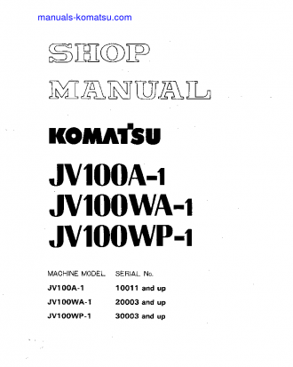 JV100WP-1(JPN) S/N 30003-UP Shop (repair) manual (English)