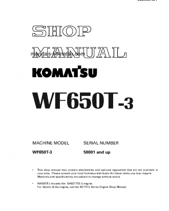 WF650T-3(JPN) S/N 50001-UP Shop (repair) manual (English)