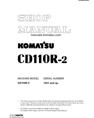 CD110R-2(JPN) S/N 1501-UP Shop (repair) manual (English)