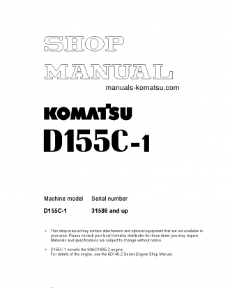 D155C-1(JPN) S/N 31586-UP Shop (repair) manual (English)