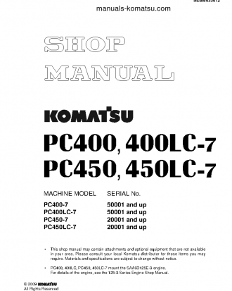 PC450-7(JPN) S/N 20001-UP Shop (repair) manual (English)