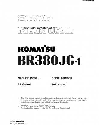 BR380JG-1(JPN) S/N 1001-UP Shop (repair) manual (English)