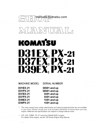 D31PX-21(JPN) S/N 50501-UP Shop (repair) manual (English)