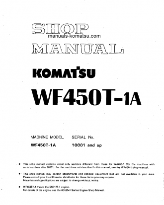 WF450T-1(JPN) S/N 10001-UP Shop (repair) manual (English)