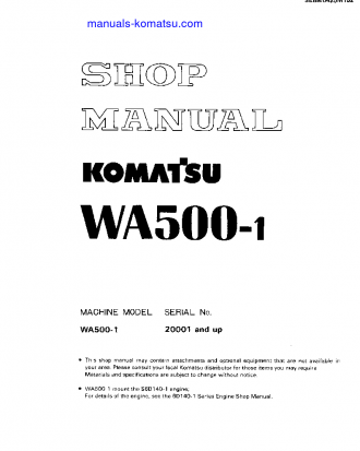 WA500-1(JPN) S/N 20001-UP Shop (repair) manual (English)