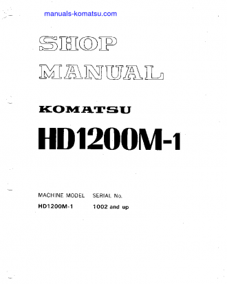 HD1200M-1(JPN) S/N 1002-UP Shop (repair) manual (English)