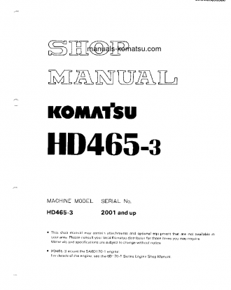 HD465-3(JPN) S/N 2001-UP Shop (repair) manual (English)