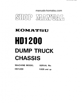HD1200-1(JPN) S/N 1005-UP Shop (repair) manual (English)