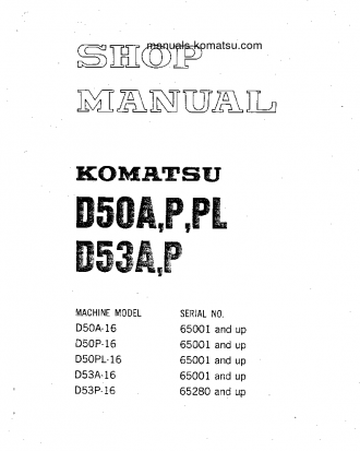 D53A-16(JPN) S/N 65001-UP Shop (repair) manual (English)