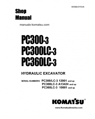 PC300-3(JPN) S/N 12001-UP Shop (repair) manual (English)