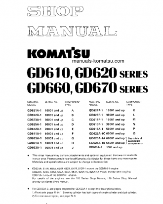 GD621A-1(JPN) S/N 10001-UP Shop (repair) manual (English)