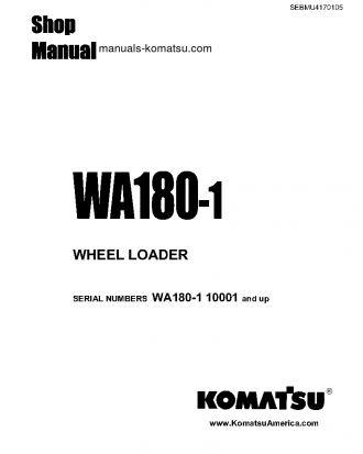 WA180-1(USA)-L S/N A70012-A70603 Shop (repair) manual (English)