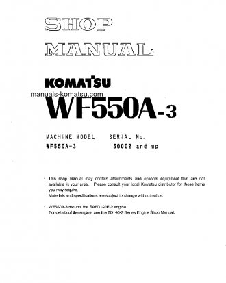WF550A-3(JPN) S/N 50002-UP Shop (repair) manual (English)