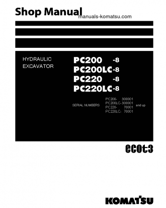 PC200LC-8(JPN)-WORK EQUIPMENT GREASE 500H S/N 300001-UP Shop (repair) manual (English)