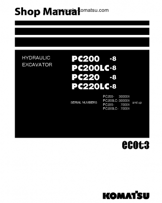 PC220LC-8(JPN) S/N 70001-UP Shop (repair) manual (English)