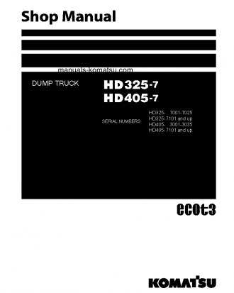 HD405-7(JPN) S/N 7101-UP Shop (repair) manual (English)