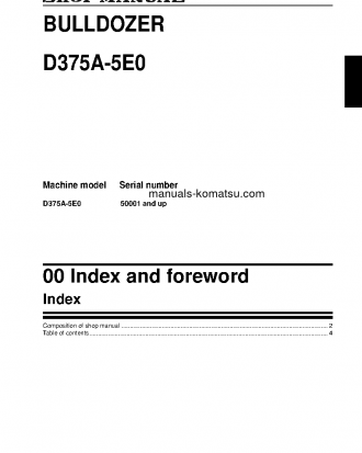D375A-5(JPN)-TIER3 S/N 50001-UP Shop (repair) manual (English)