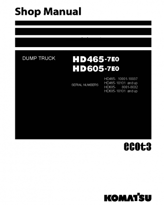 HD465-7(JPN)-TIER3 S/N 10101-UP Shop (repair) manual (English)