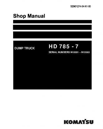 HD785-7(IND)-50C DEGREE M/C SPEC S/N N10001-N10560 Shop (repair) manual (English)