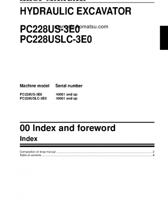 PC228US-3(JPN)-TIER3 S/N 40001-UP Shop (repair) manual (English)