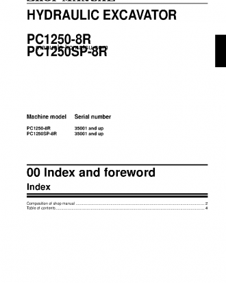 PC1250-8(JPN)-W/O ERG S/N 35001-UP Shop (repair) manual (English)