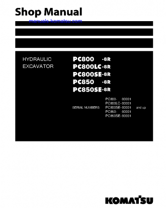PC850SE-8(JPN)-R S/N 60001-UP Shop (repair) manual (English)