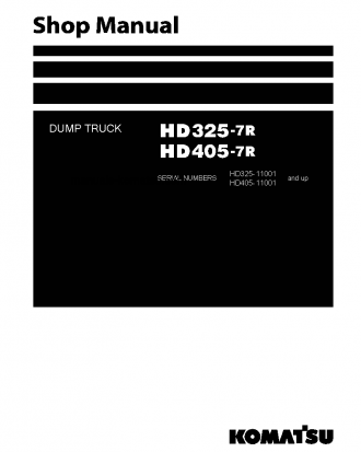HD405-7(JPN)-W/O EGR S/N 11001-UP Shop (repair) manual (English)