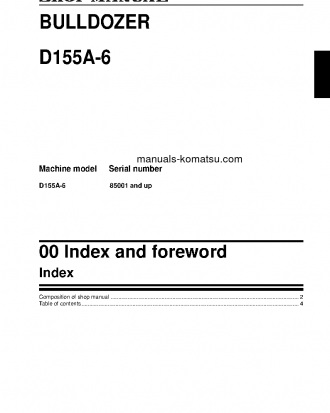 D155A-6(JPN) S/N 85001-UP Shop (repair) manual (English)