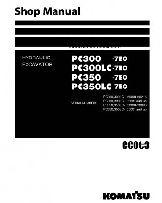 PC300LC-7(JPN)-TIER3, WORK EQUIPMENT GREASE 100H S/N 50001-50216 Shop (repair) manual (English)
