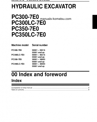 PC300LC-7(JPN)-E0, WORK EQUIPMENT GREASE 100H S/N 50001-50216 Shop (repair) manual (English)