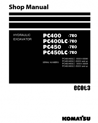 PC400-7(JPN)-TIER3, WORK EQUIPMENT GREASE 100H S/N 65001-UP Shop (repair) manual (English)
