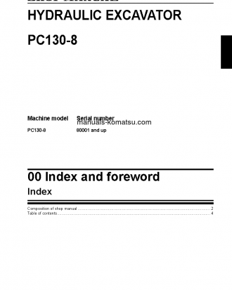 PC130-8(THA) S/N C30001-UP Shop (repair) manual (English)