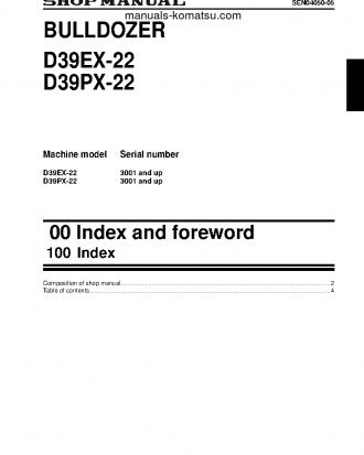 D39EX-22(JPN) S/N 3001-UP Shop (repair) manual (English)