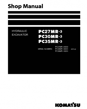 PC27MR-3(JPN)-FOR CANOPY S/N 20002-UP Shop (repair) manual (English)