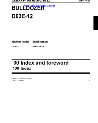 D63E-12(JPN) S/N 2001-UP Shop (repair) manual (English)