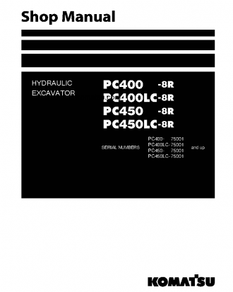 PC400-8(JPN)-W/O EGR, WORK EQUIPMENT GREASE 100H S/N 75001-UP Shop (repair) manual (English)