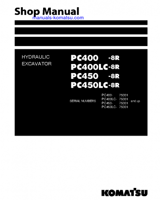 PC400-8(JPN)-R, WORK EQUIPMENT GREASE 500H S/N 75001-UP Shop (repair) manual (English)