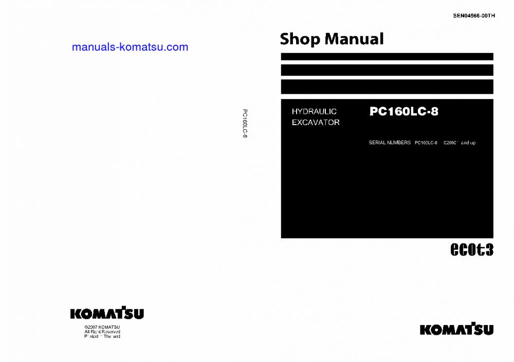 PC160LC-8(THA) S/N C20001-UP Shop (repair) manual (English)