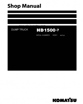 HD1500-7(JPN) S/N 80001-UP Shop (repair) manual (English)