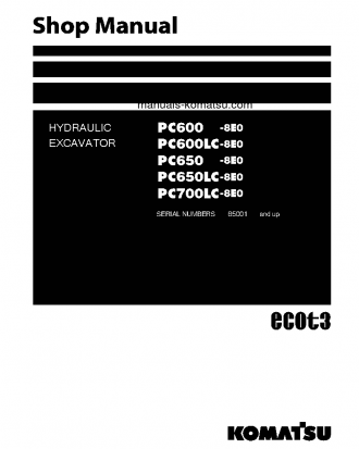 PC650LC-8(JPN)-E0 S/N 65001-UP Shop (repair) manual (English)