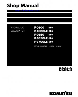 PC650-8(JPN)-E0 S/N 65001-UP Shop (repair) manual (English)